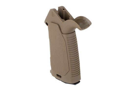 Strike Industries AR Multi-Angled Pistol Grip flat dark earth features an enhanced beaver tail